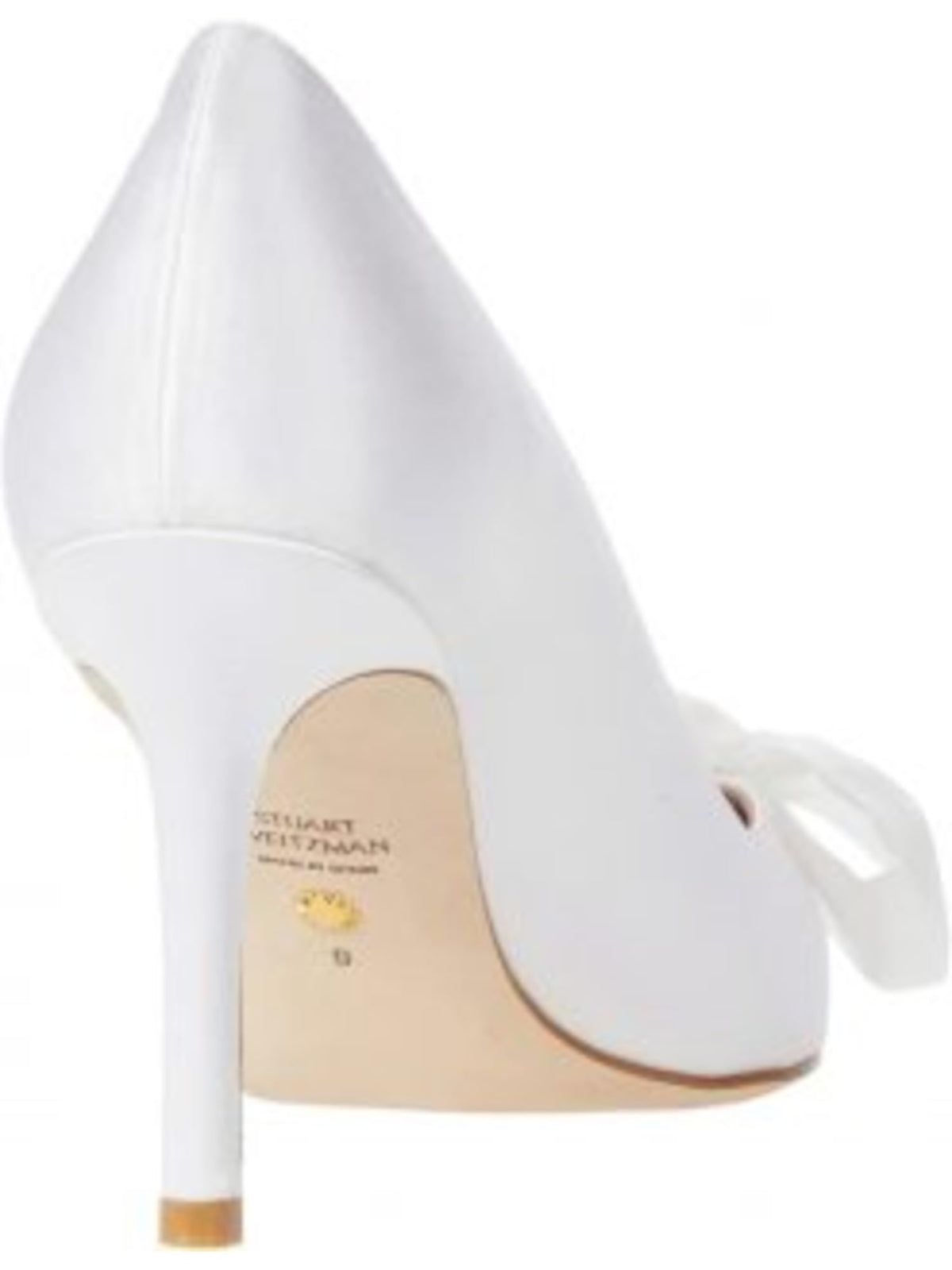 Stuart Weitzman Anny 85 Mesh Bow 8.5 White/Cream