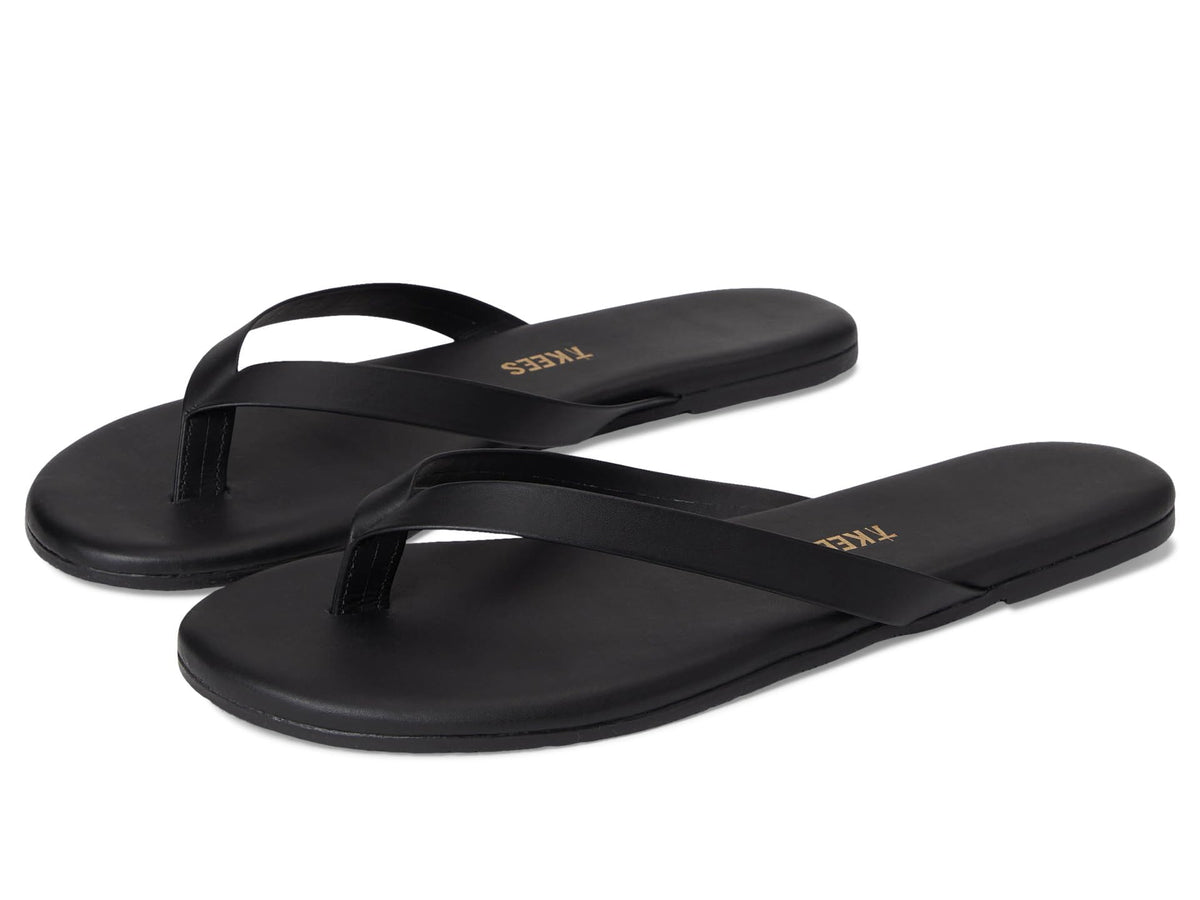 TKEES The Boyfriend - Sandals for Women - Rubber Outsole - Leather Upper - Slip-on Sandal - Leather Lining Black 8 B - Medium