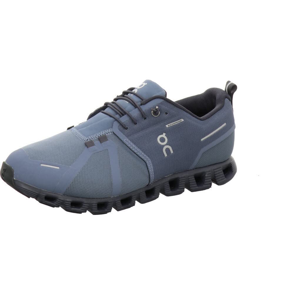 On Men's Cloud 5 Waterproof Sneakers, Metal/Navy, Blue, 11.5 Medium US