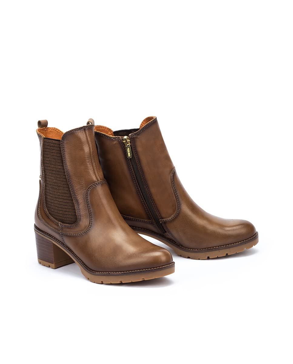 PIKOLINOS High-Heel Ankle Boot Leather Llanes for Woman Olive