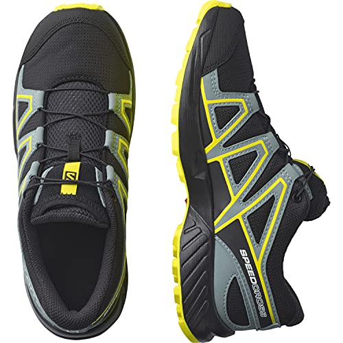 Salomon Kid's Speedcross Trail Running Shoes, Black/Black/Evening Primrose, 5 Big Kid