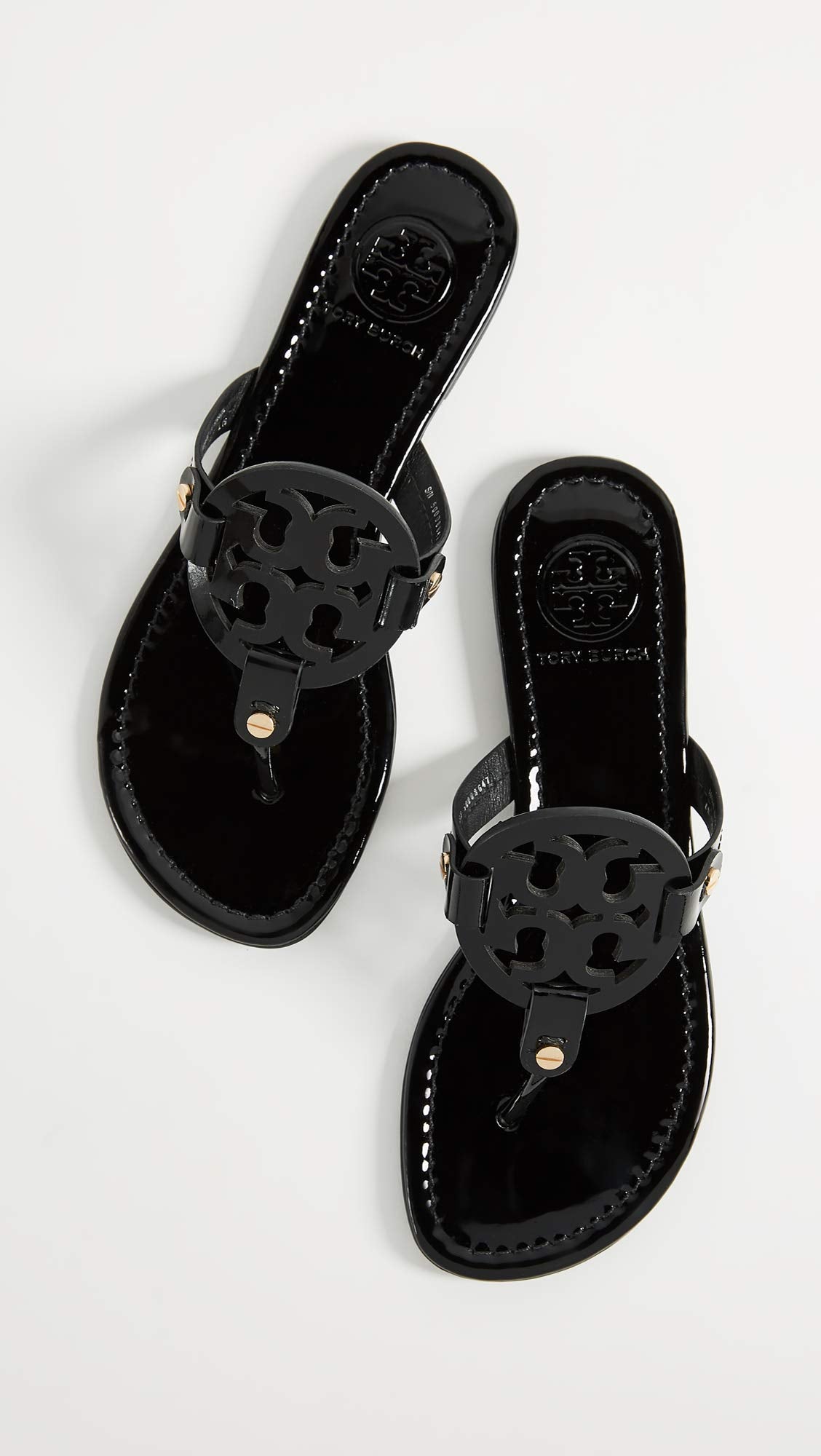 Tory Burch Women's Miller Patent Thong Sandal, Black, 10.5 Medium US