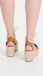 Tory Burch Women's Basket Weave Platform Sandals, Spark Gold, 8 Medium US