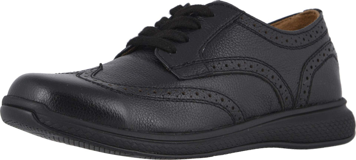 Florsheim Boy's Great Lakes Wing Tip Ox Jr. (Toddler/Little Kid/Big Kid) Black Milled Leather/Black Sole 5.5 Big Kid M