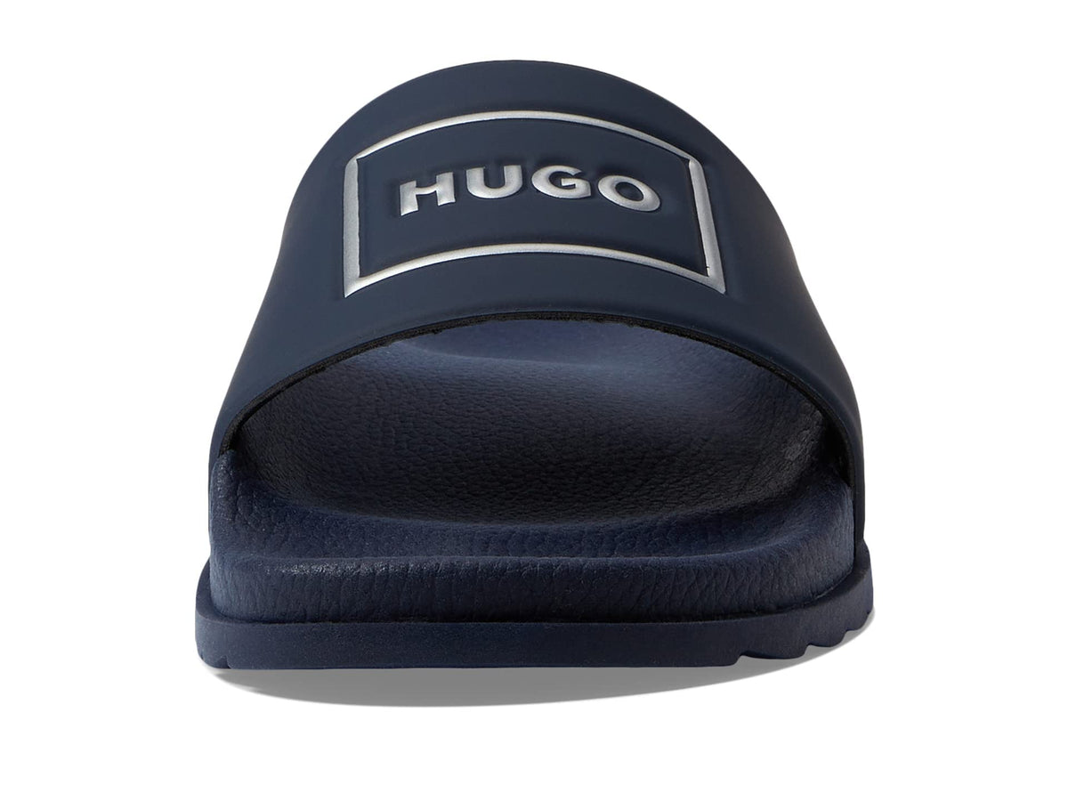 Hugo Boss Match It Square Logo Slide Sandals Grey Blue EU 46 (US Men's 13) D (M)