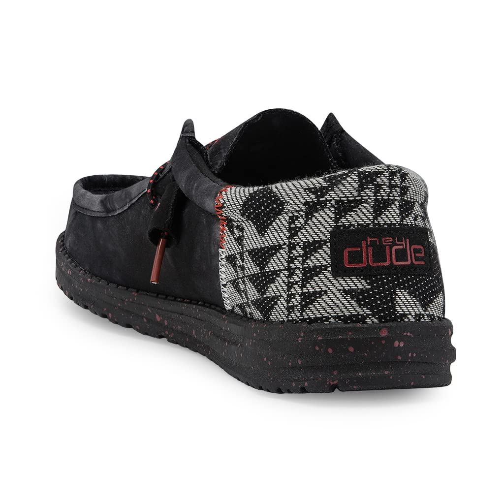 HEYDUDE Men's Wally Funk Back in Black Size 12 | Men’s Shoes | Men's Lace Up Loafers | Comfortable & Light-Weight