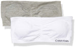 Calvin Klein Girls' Bandeau Bra, White/Heather Grey-2 Pack, Medium