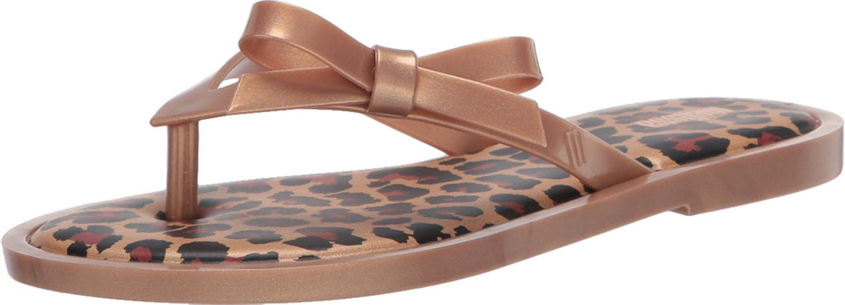 Melissa Shoes Flip-Flop Animal Print AD Gold Glitter 10 M