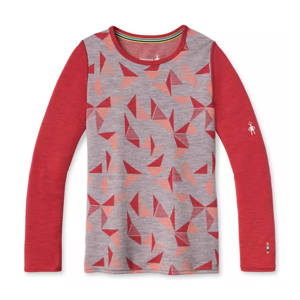 Smartwool Kids' Merino 250 Baselayer Pattern Crew Light Gray Pinwheel M Youth