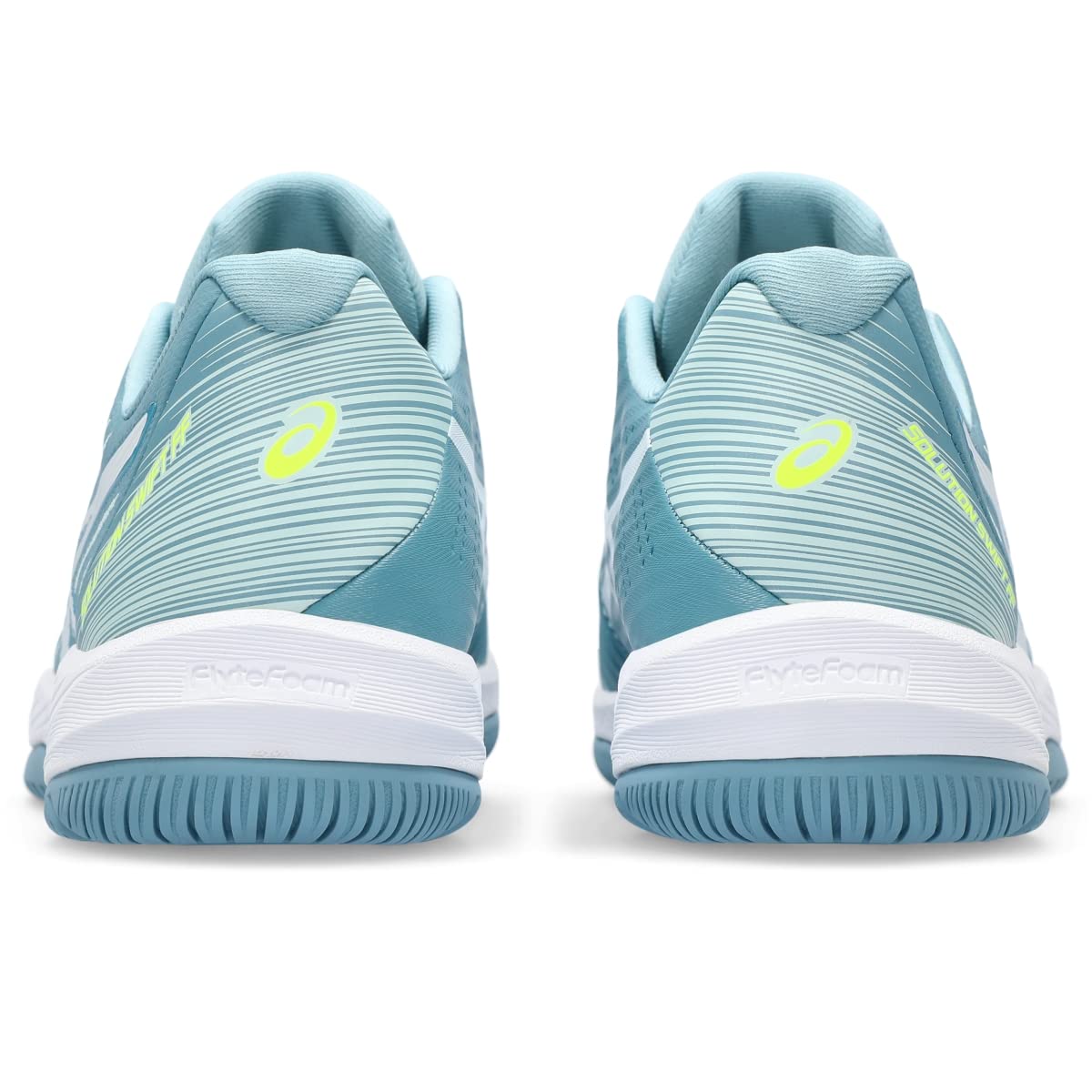 ASICS Women's Solution Swift FlyteFoam Tennis Shoes, 9, GRIS Blue/White