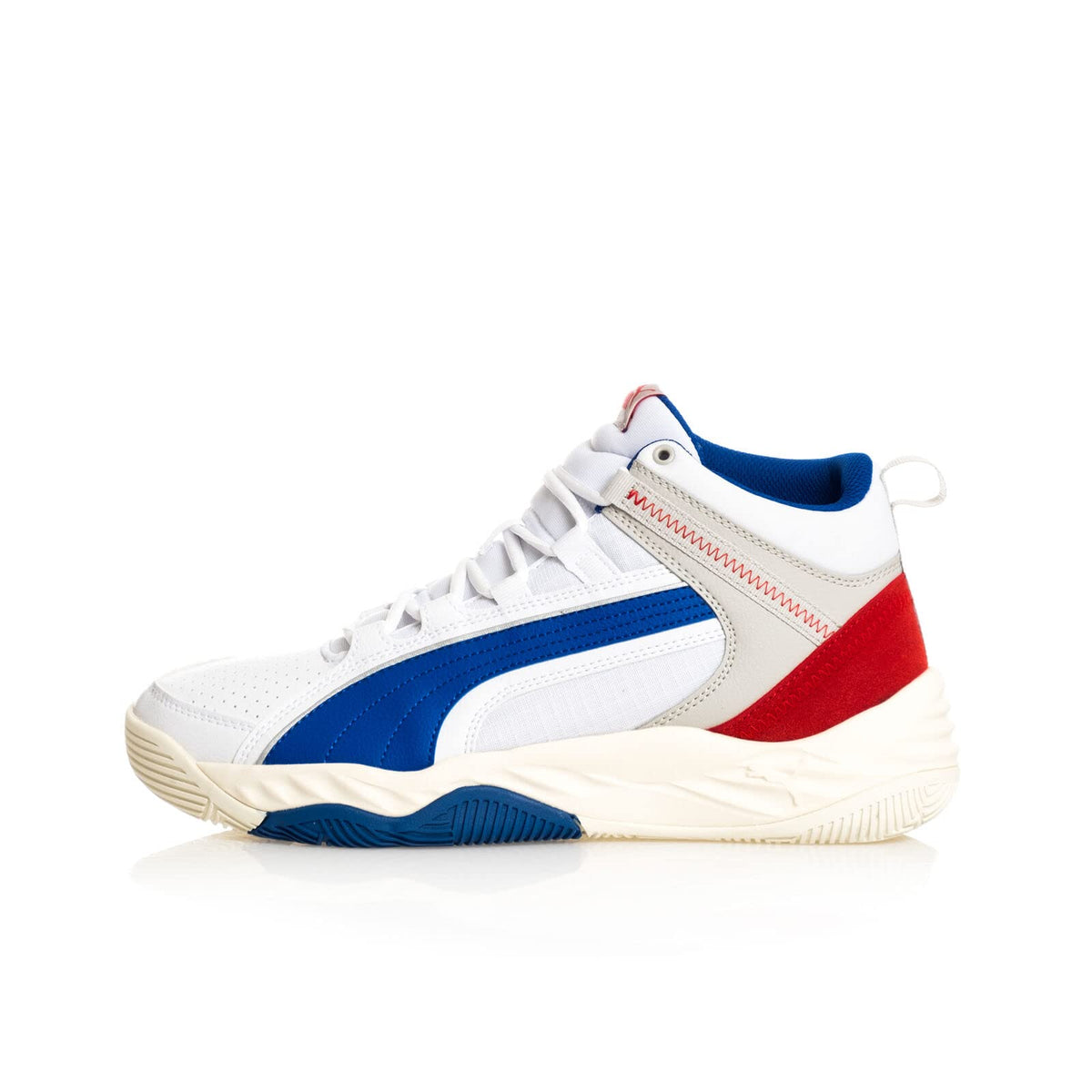 PUMA Rebound Future Evo Men's Basketball 9 D(M) US White-Surf The Web-High Risk Red-Grey