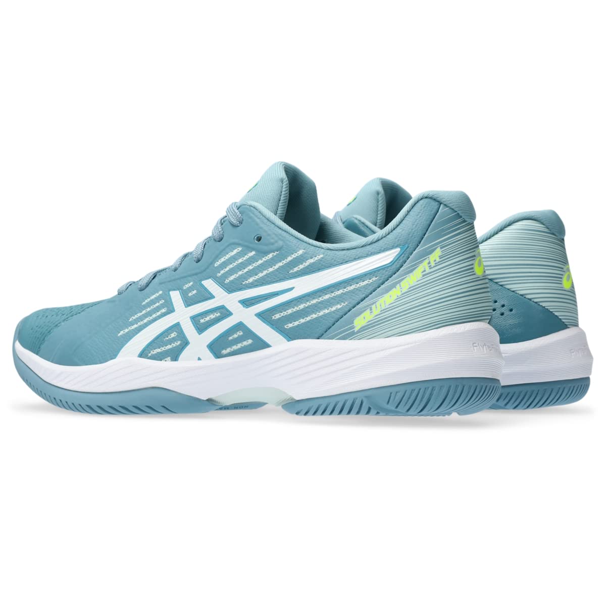 ASICS Women's Solution Swift FlyteFoam Tennis Shoes, 9, GRIS Blue/White