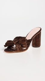 Loeffler Randall Women's Penny Pleated Knot Mules, Mocha, Brown, Metallic, 8 Medium US