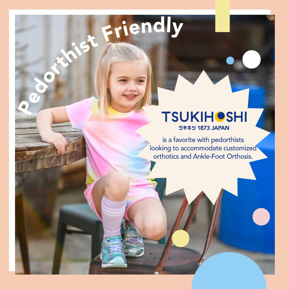 TSUKIHOSHI 3537 GLITZ Strap-Closure Machine-Washable Child Sneaker Shoe with Wide Toe Box and Slip-Resistant, Non-Marking Outsole - For Toddlers and Little Kids, Ages 1-8 Toddler (1-4 Years) 10 Toddler Hotpink/Mint