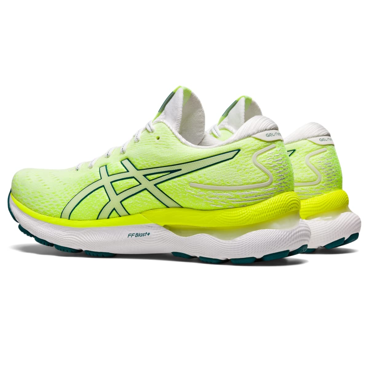 ASICS Women's Gel-Nimbus 24 Running Shoes, 6.5, White/Velvet Pine