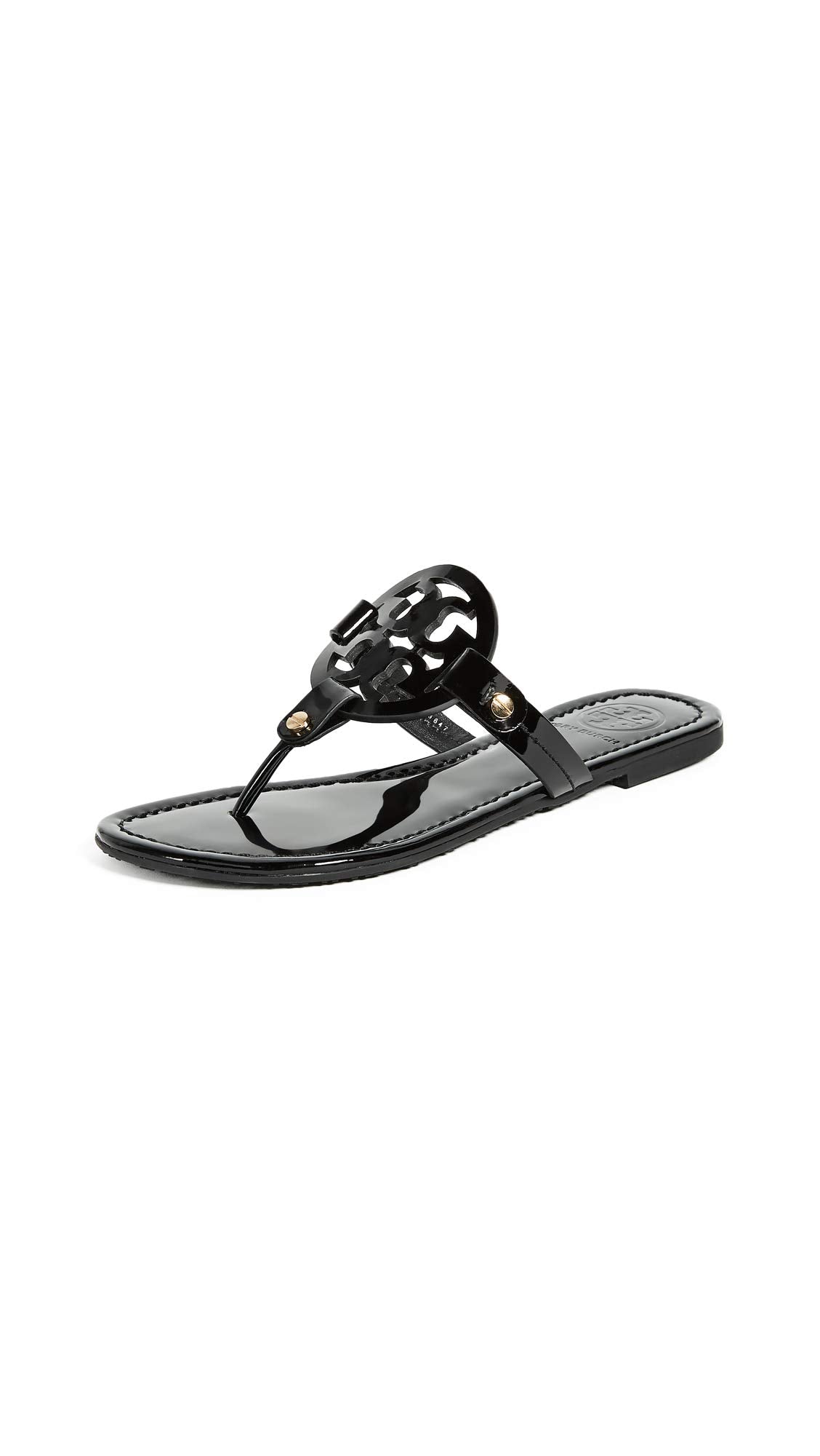 Tory Burch Women's Miller Patent Thong Sandal, Black, 10.5 Medium US