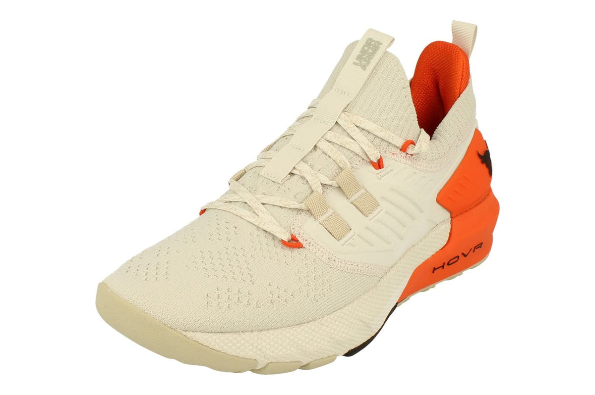 Under Armour Mens Project Rock 3 Training Shoe, White/Orange, 9 US