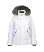 Obermeyer Kids Meghan Jacket For Big Kids - Fleece Chin Warmer With Droptal Hemline, Cosy and Breathable Jacket White LG (14-16 Big Kid) One Size