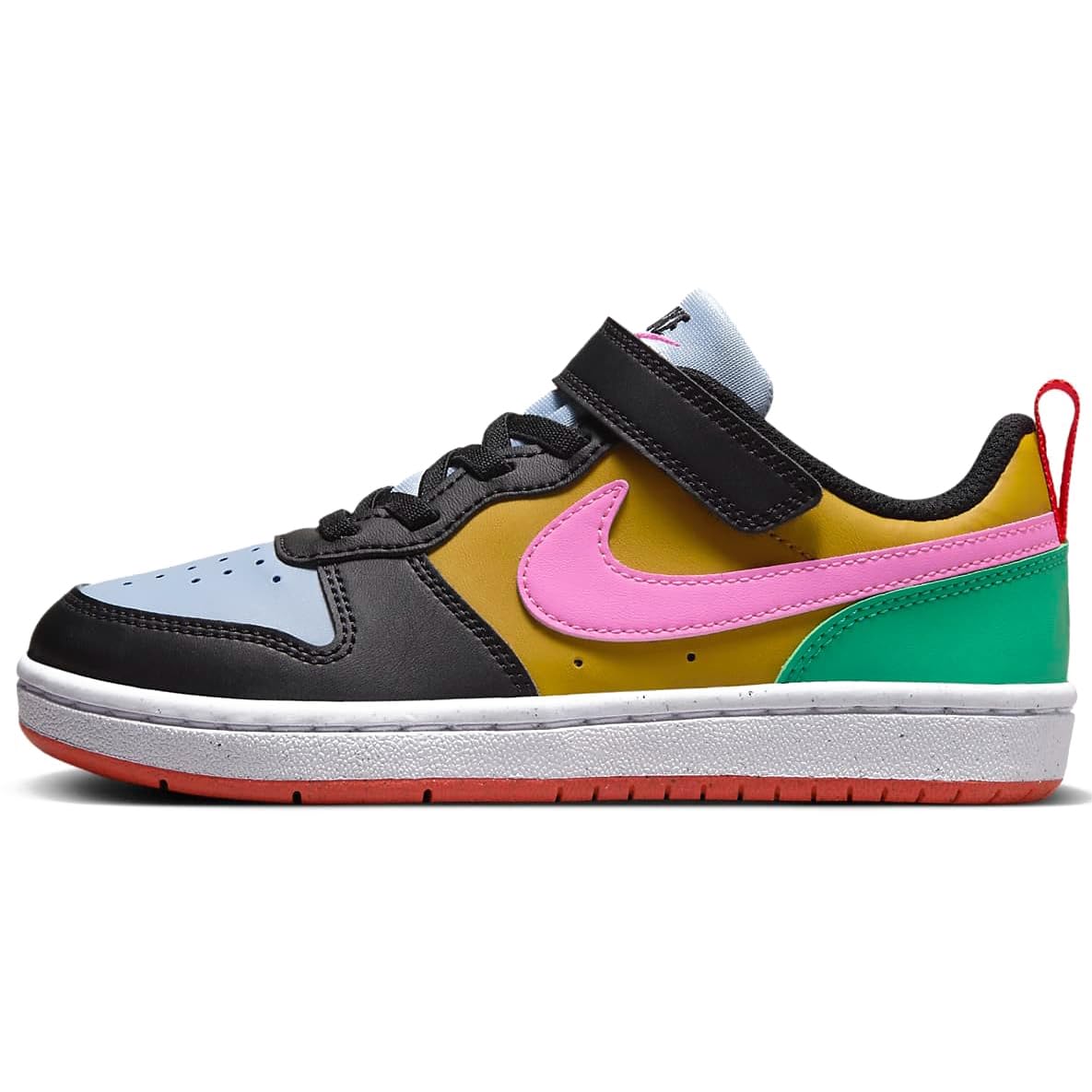 Nike Court Borough Low Recraft (DV5457-004, Black/Bronzine/Light Armory Blue/Playful Pink) Size 2.5