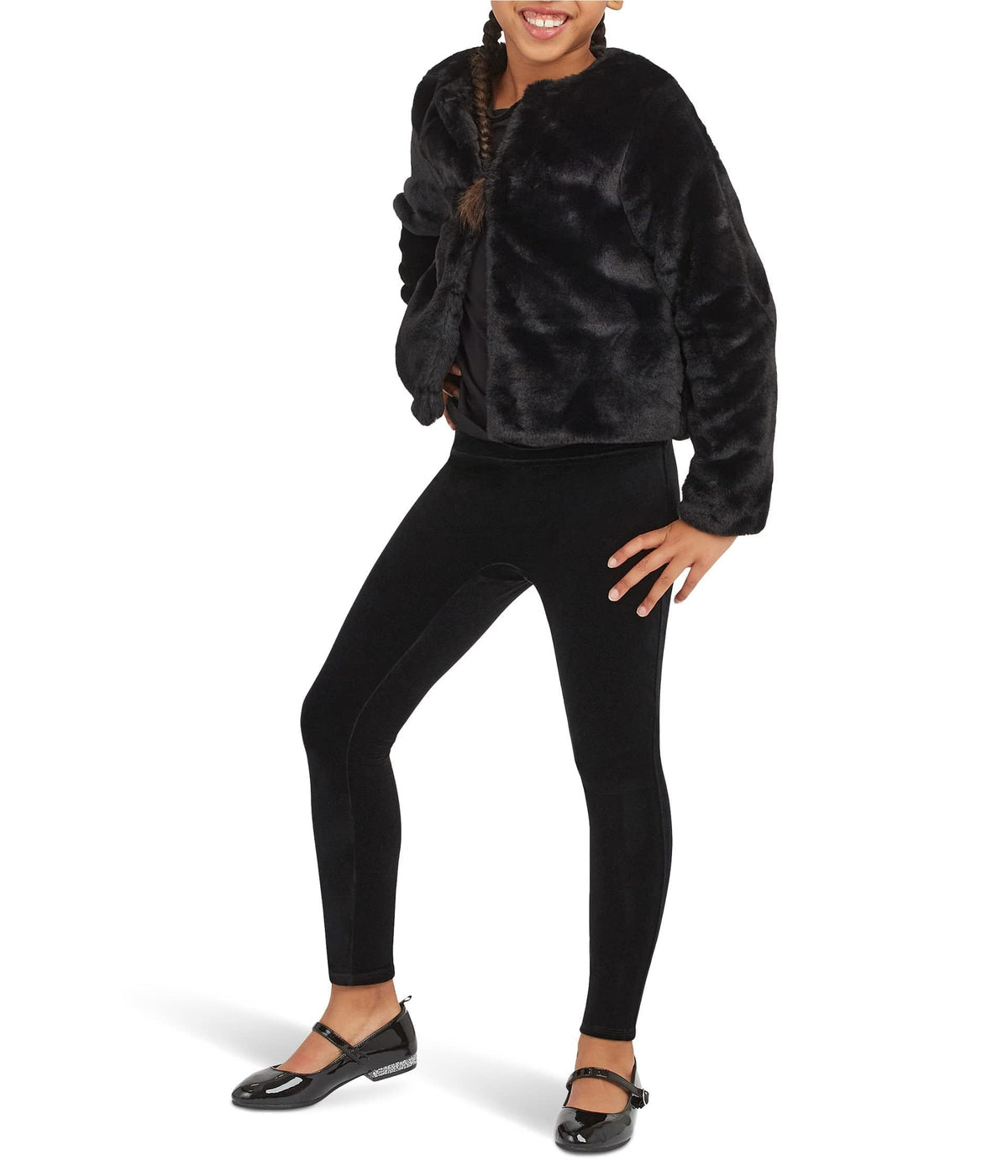 SPANX Girl's Girls Velvet Leggings (Little Kids/Big Kids) Black (Velvet) LG (10-12 Big Kid)