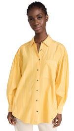 Free People Women's Happy Hour Stripe Top, Yellow Combo, L