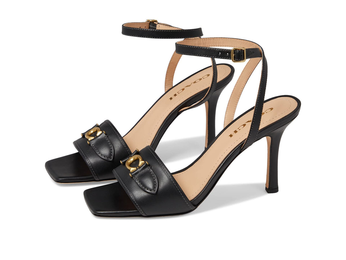 Coach Kyra Leather Sandal Black 6 B (M)