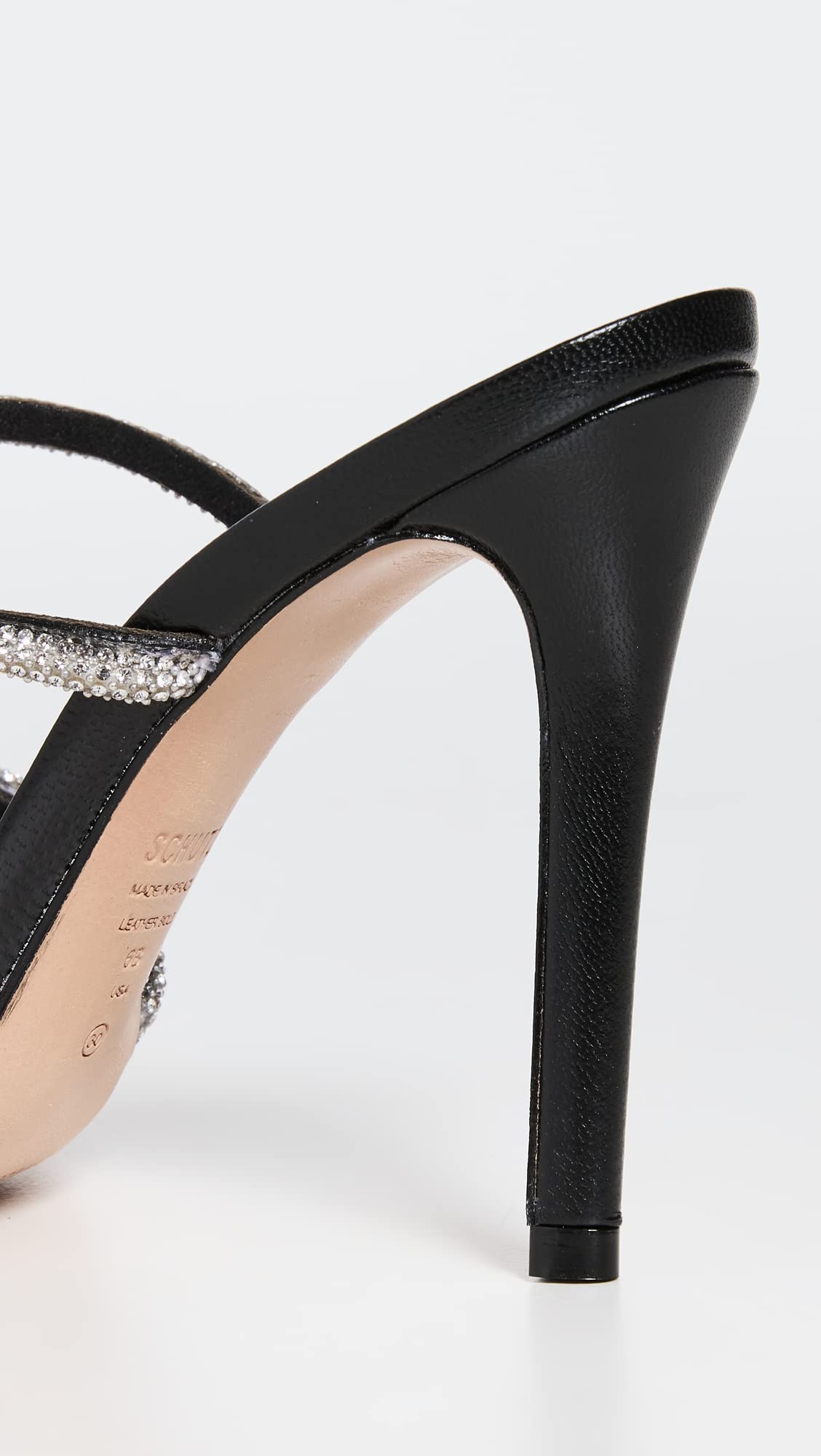 SCHUTZ Women's Mary Heels, Black/Cristal, 9.5 Medium US