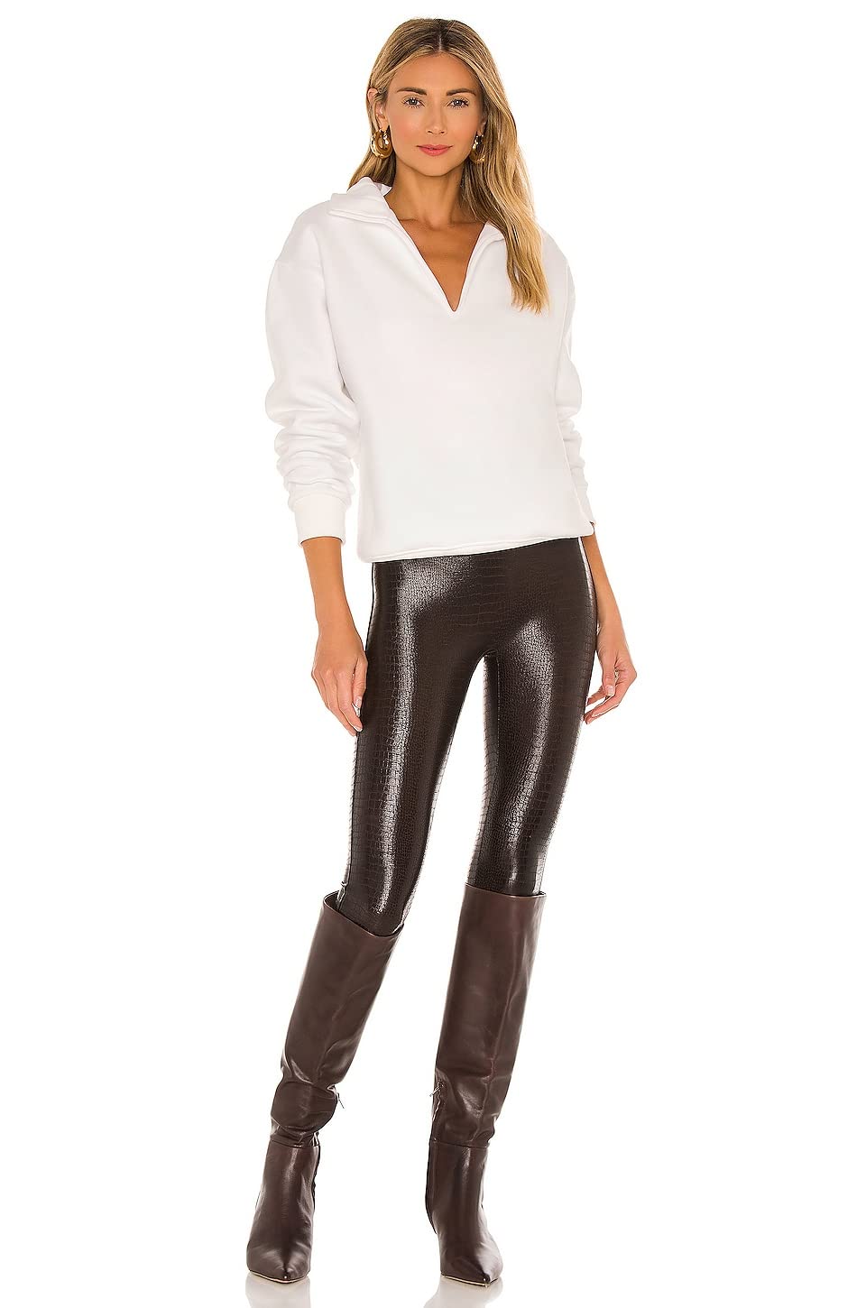 SPANX Women's Faux Leather Croc Leggings, Brown/Black, S