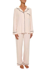 Eberjey Gisele Long PJ Set, Sorbet Pink/Black, Small