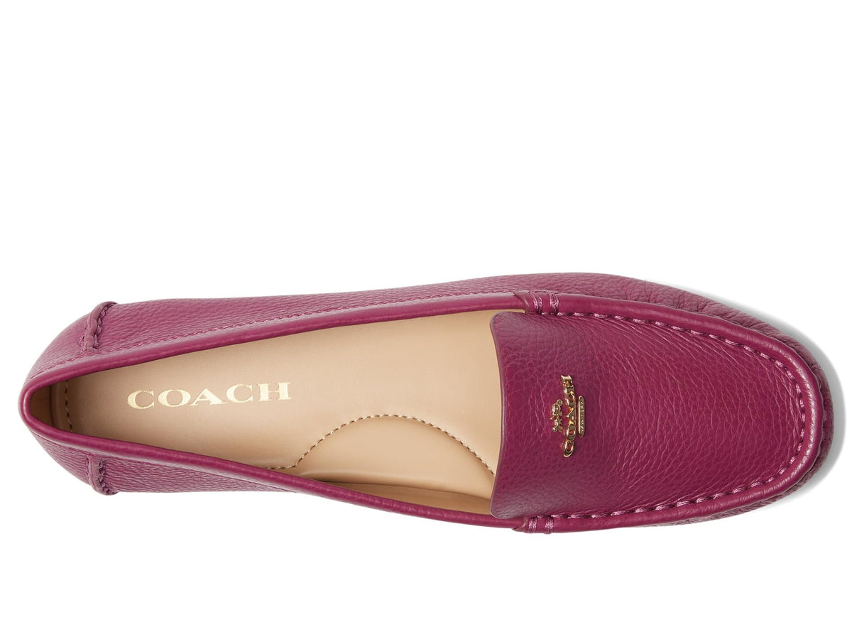 Coach® Marley Driver Women Loafers – Pebbled Leather Upper – Cushioned Footbed – Synthetic Lining – Gold Tone Deep Plum 8.5 B - Medium