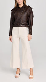 FRAME Women's Le Crop Palazzo Trousers, Bone, Off White, 10
