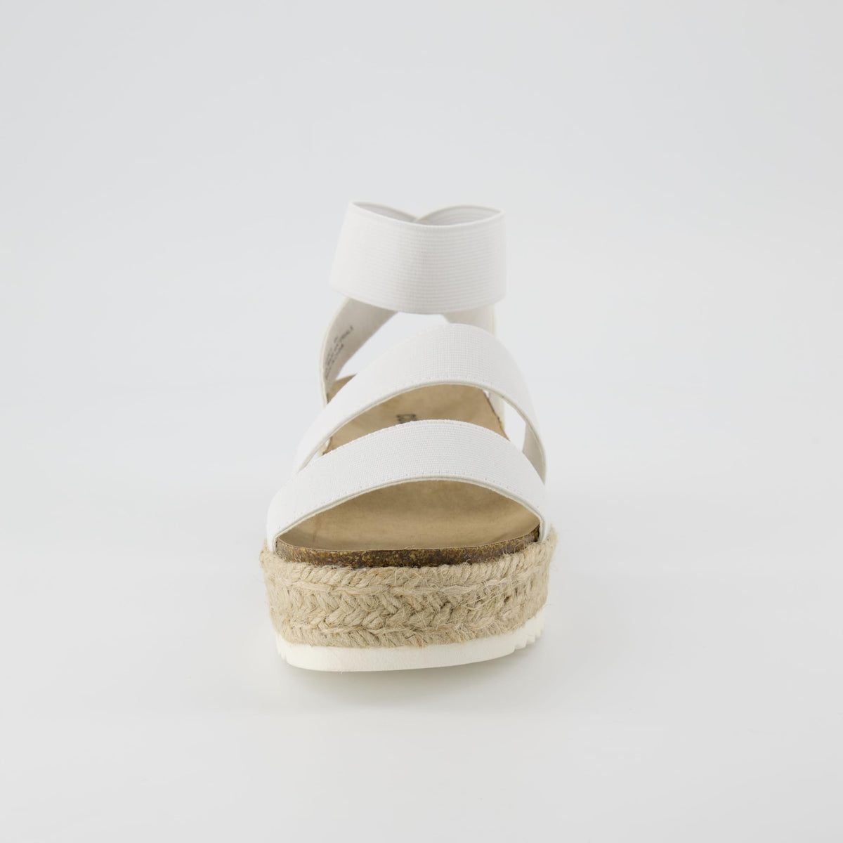 CUSHIONAIRE Women's Mandy Cork Espadrille Platform Sandal - Strappy Wedge with Arch Support, White 8