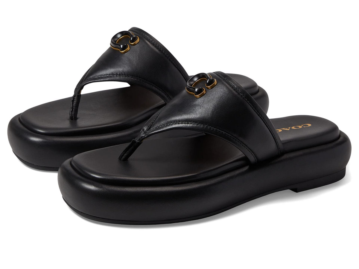 Coach Sylvie Leather Sandal Black 10 B (M)
