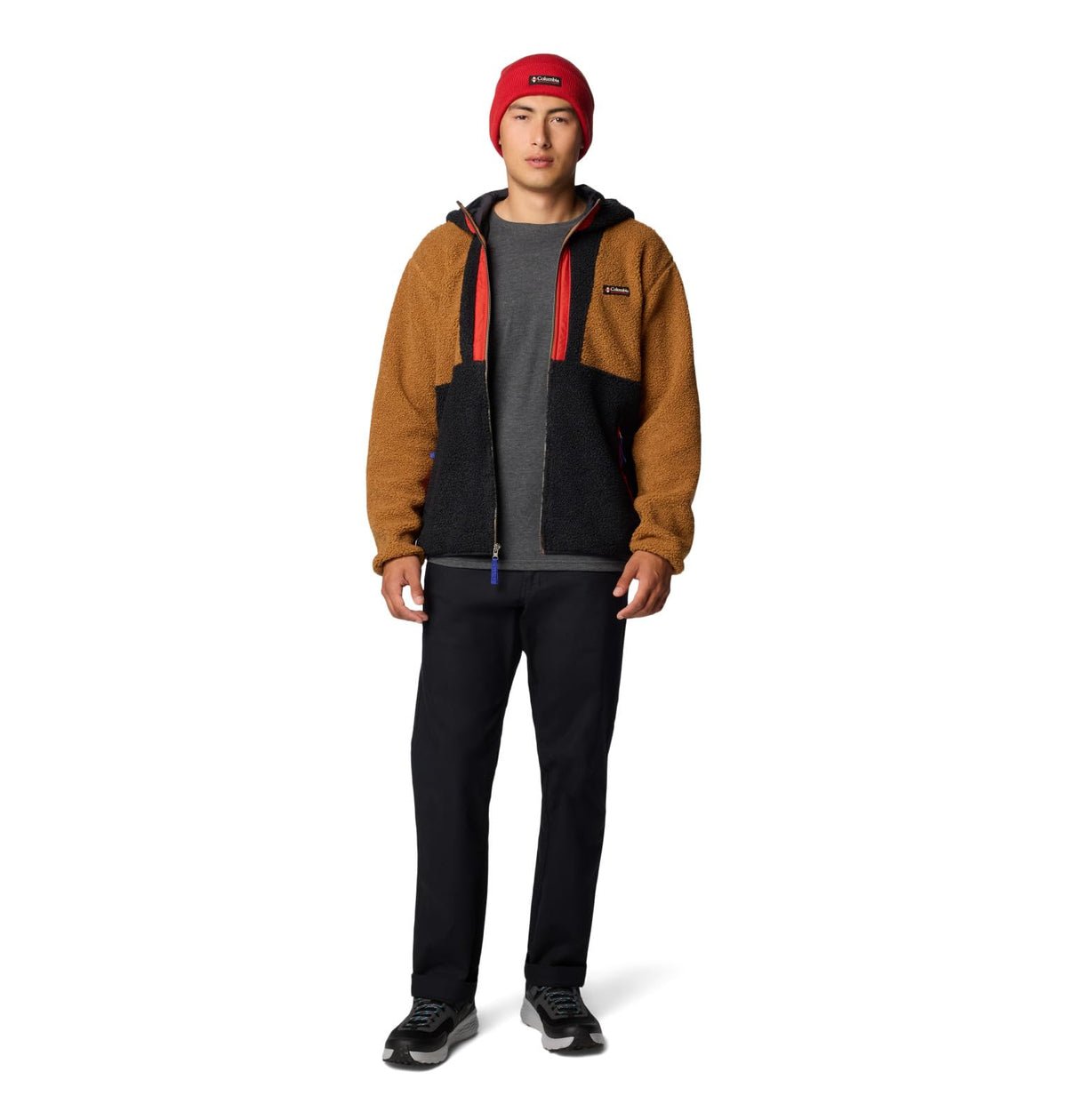 Columbia Men's Backbowl II Remastered Full Zip Hoodie, Camel Brown/Black, Medium