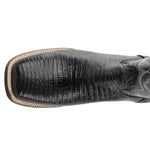 Ferrini Men's Taylor Teju Lizard Square Toe Leather Heeled Western Boots, Black, 11