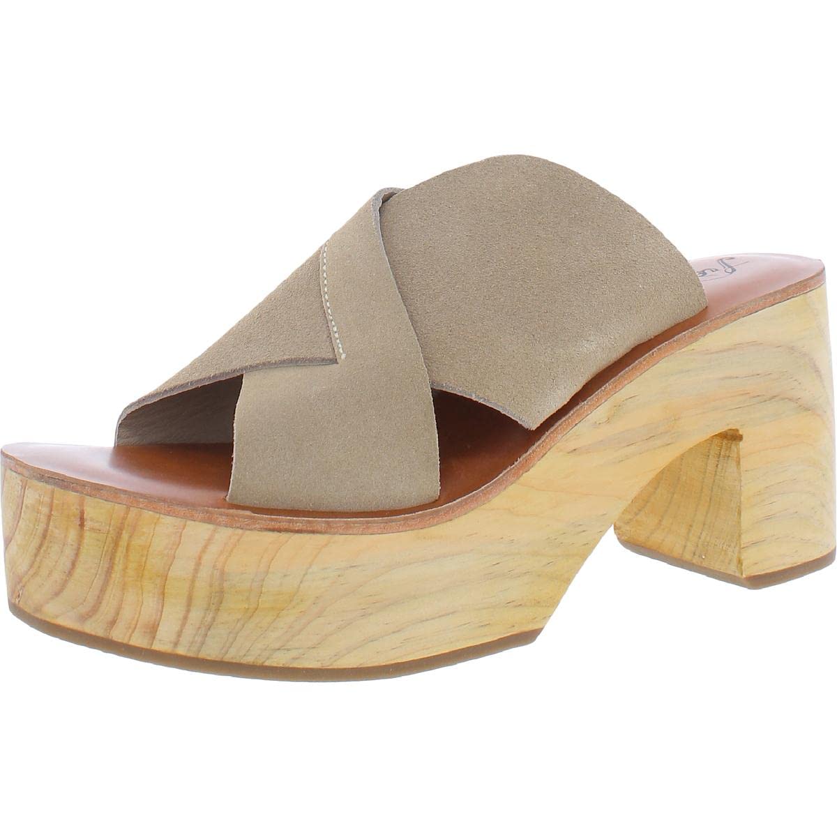 Free People Kora Platform Clog 9 Taupe Suede