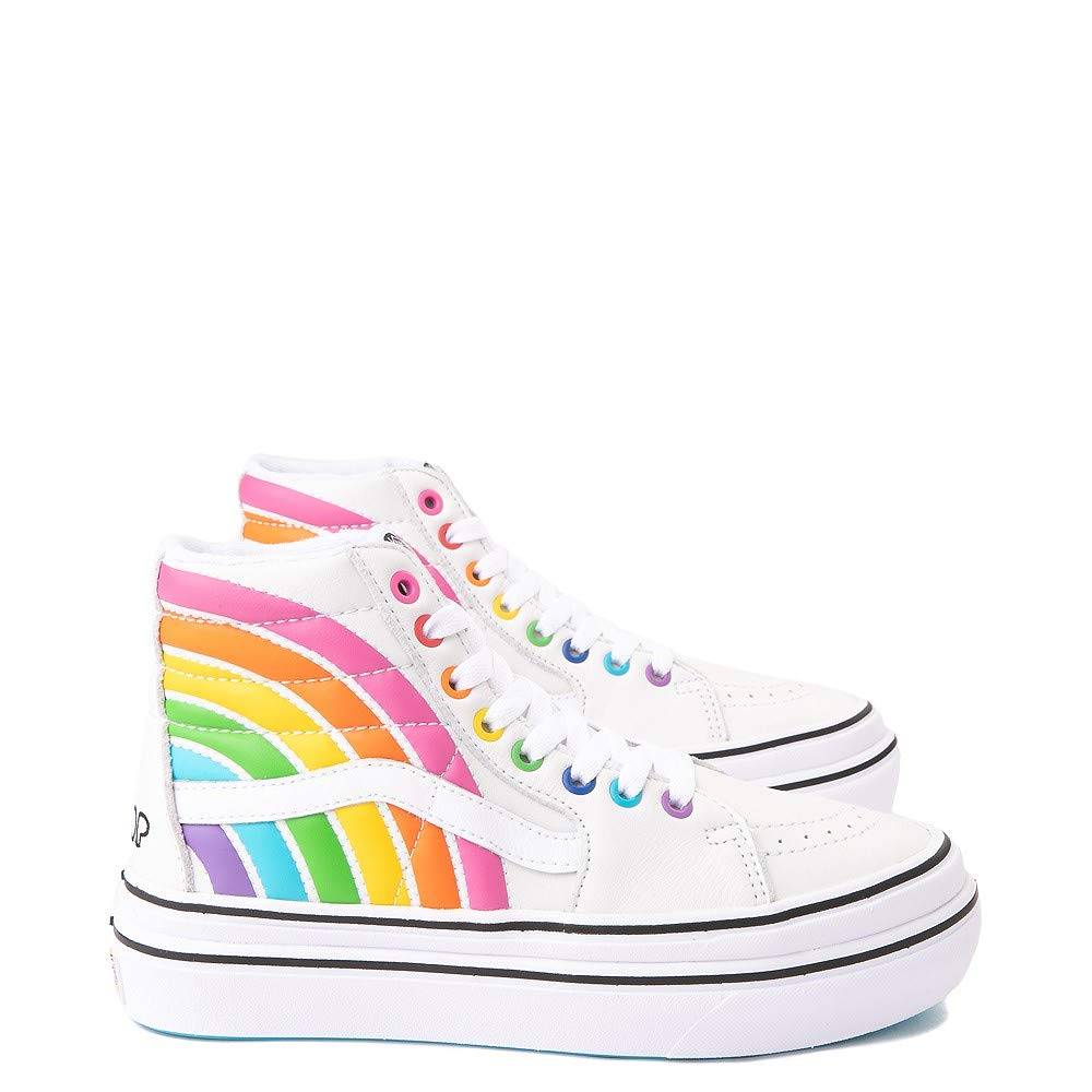 Unisex Classic Flour Shop Sk8 HI Super Comfycush Platform Skate Shoe White/Rainbow (7.5)