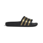 adidas Unisex Flip Flop Slide Sandal, Core Black/Gold Metallic/Core Black, 9 US Men