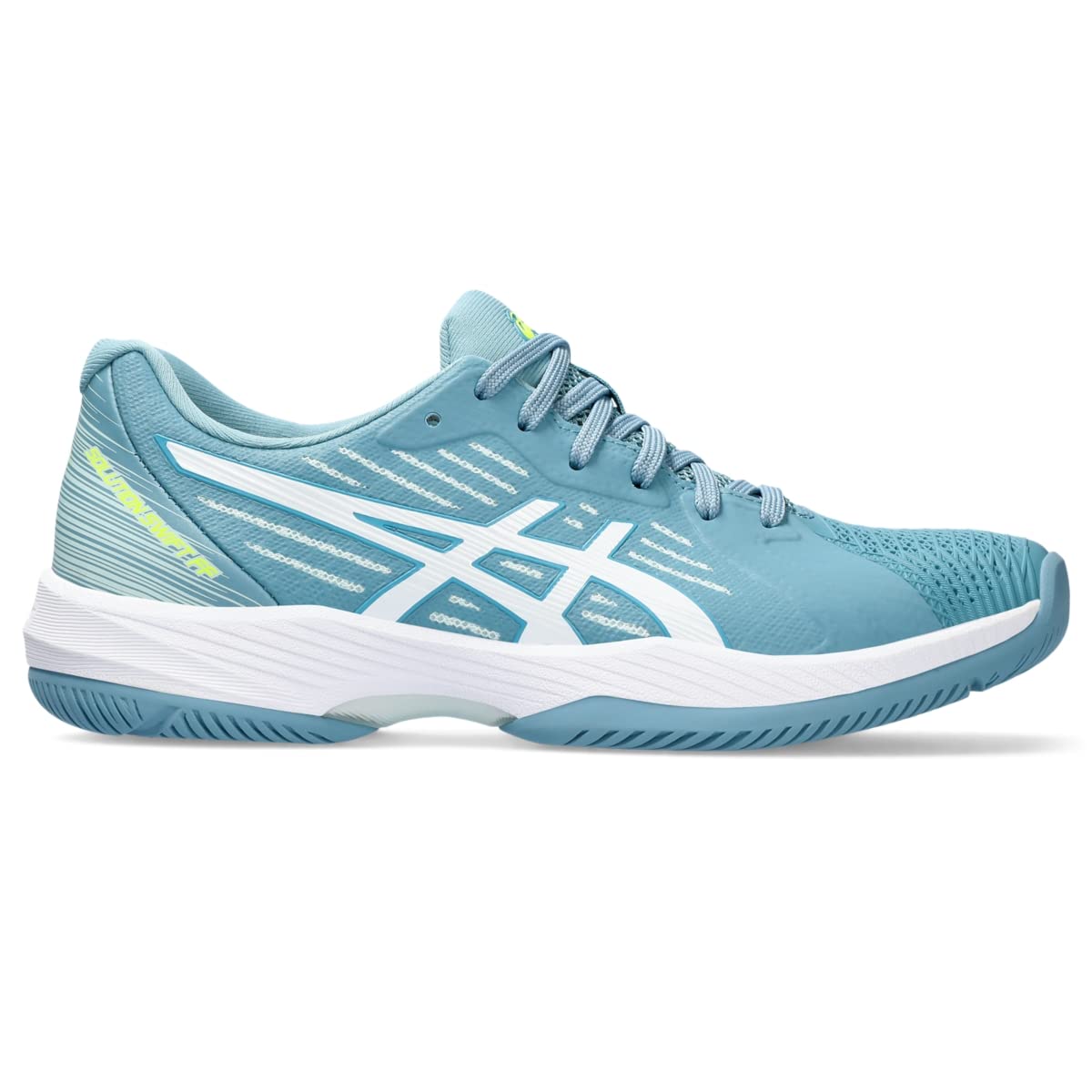 ASICS Women's Solution Swift FlyteFoam Tennis Shoes, 9, GRIS Blue/White