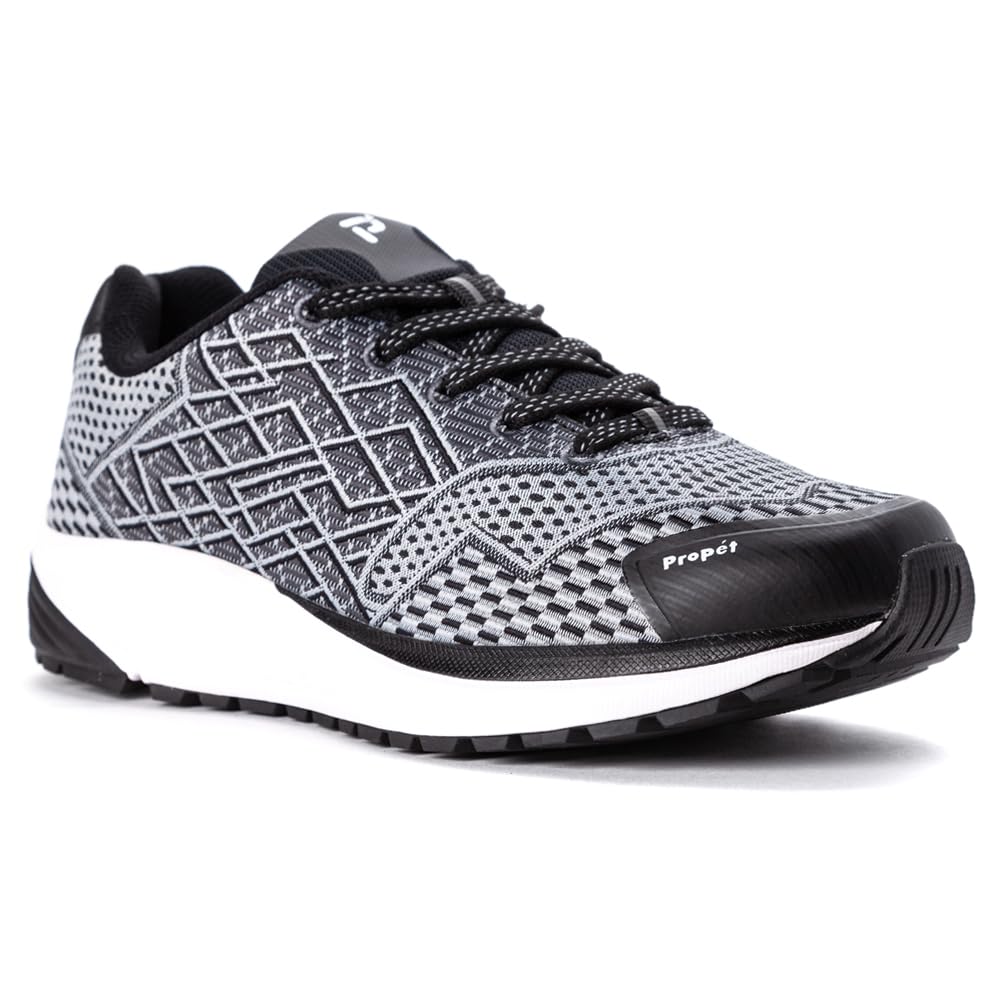 Propét Women's One Sneaker, Black/Silver, 13 Narrow US