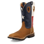Men's 12" Western Work Boot - Casual Western Boots for Men - Light Brown & Texas Flag,8.5 W
