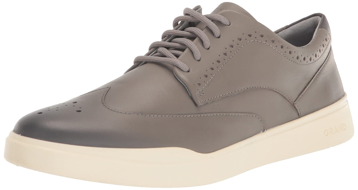 Cole Haan Men's Grand Crosscourt Wingtip Sneaker, Ironstone Nubuck/Ivory, 7