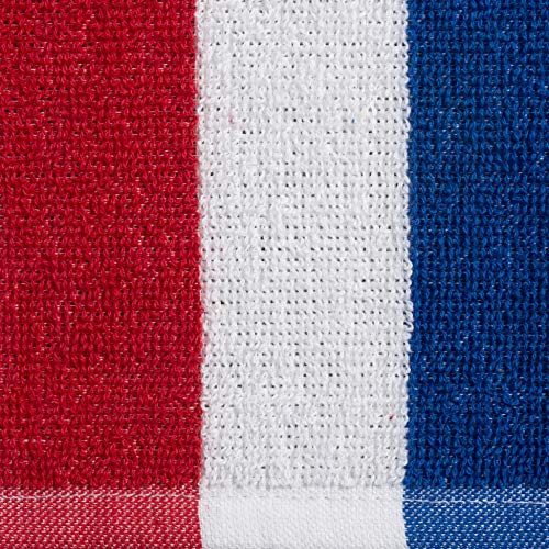 DII Stripe Beach Lounge Chair Towel with Fitted Top Pocket, 26x82, Red, White, Blue