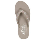 Skechers Women's Meditation-Dancing Daisy Flip-Flop, Taupe, 8