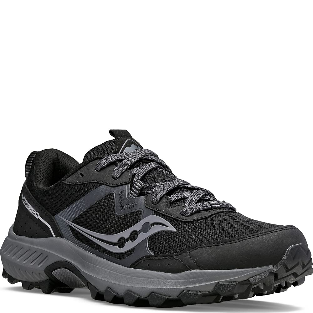 Saucony Men's Excursion Tr16 Discontinued Trail Running Shoe, Black/Charcoal, 12.5