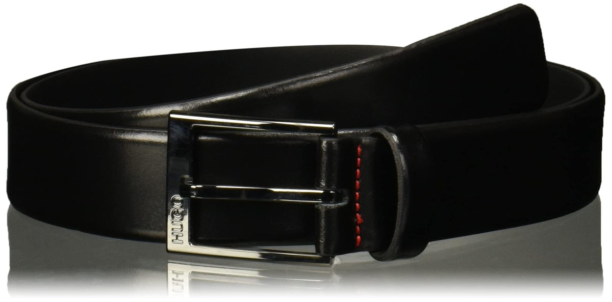 HUGO BOSS Men's Garney Smooth Leather Belt, Black, 36