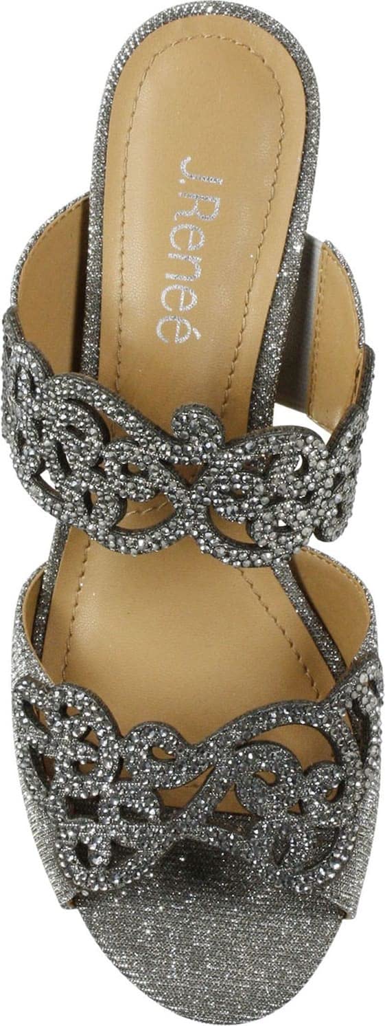 Women's J Renee, Francie Sandal 7.5 Wide Pewter Glitter