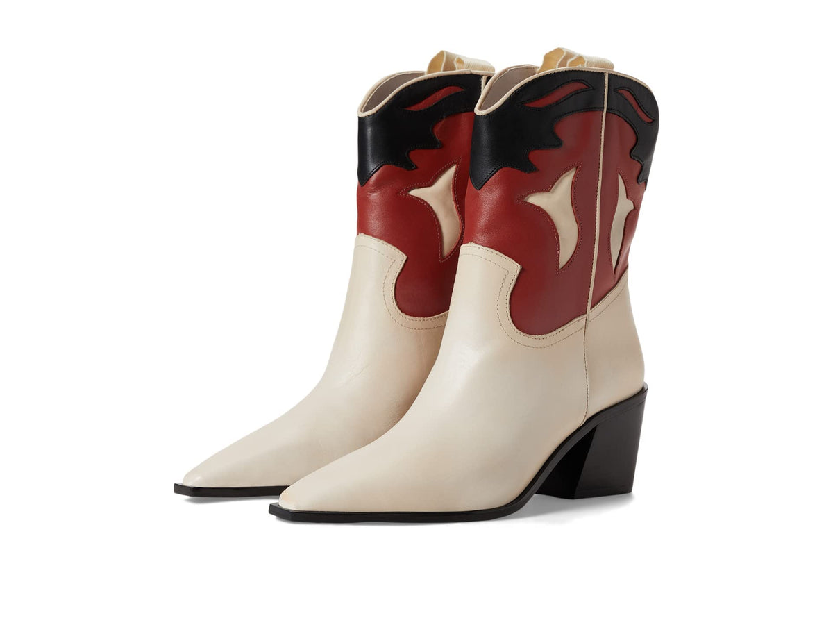 42 GOLD Bartlett Boots for Women Offers Leather Upper, Synthetic and Textile Lining, and Snip Toes and Stacked Block Heels Red 9.5 M