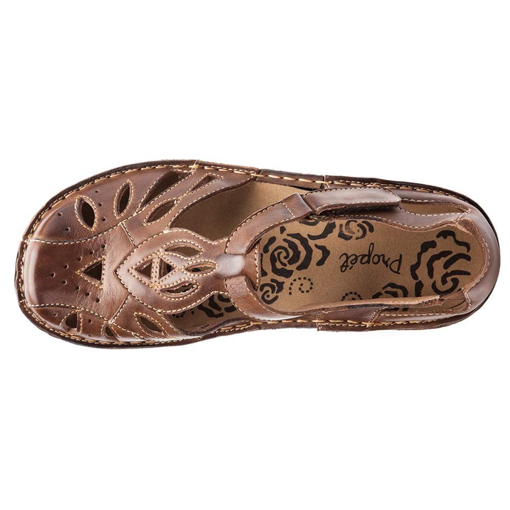 Propét Women's Jenna Sandal, brown, 7.5 Wide US