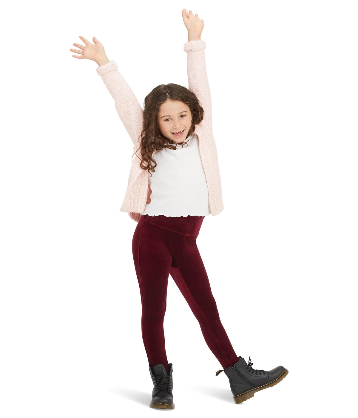 SPANX Girl's Girls Velvet Leggings (Little Kids/Big Kids) Rich Burgundy (Velvet) LG (10-12 Big Kid)